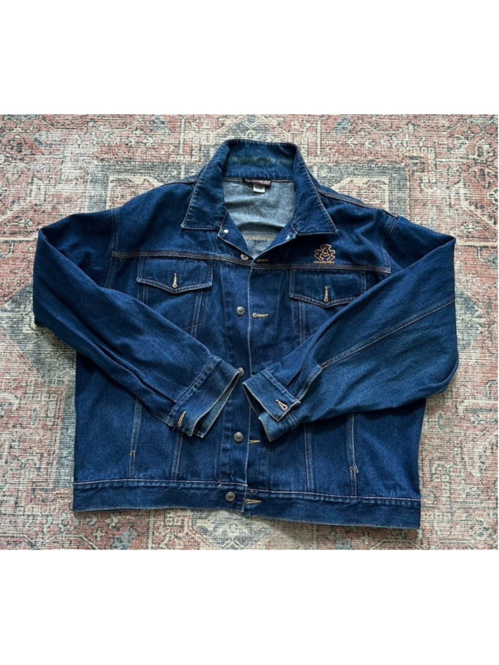 Vintage Y2K Akademiks Denim Jean Jacket Size 2XL Navy Blue Hip Hop